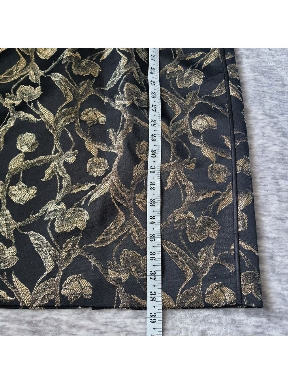 Talbots Sleeveless Gold Floral Midi Sheath Party Dress with Pockets Black Size 8 - Picture 9 of 10